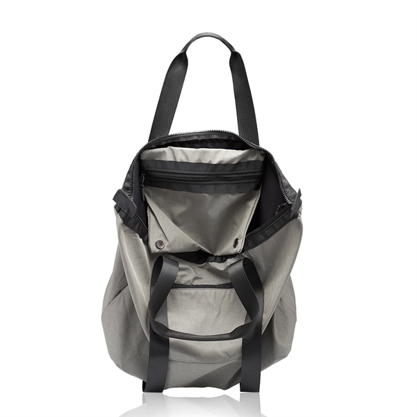 190T fabric tote bag with polyester carry handles, black leather bottom,... from ASI 39552 BEL Promo