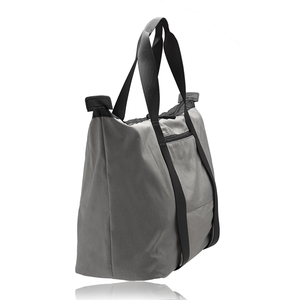 190T fabric tote bag with polyester carry handles, black leather bottom,... from ASI 39552 BEL Promo