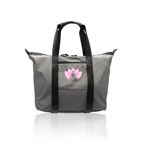 190T fabric tote bag with polyester carry handles, black leather bottom,... from ASI 39552 BEL Promo