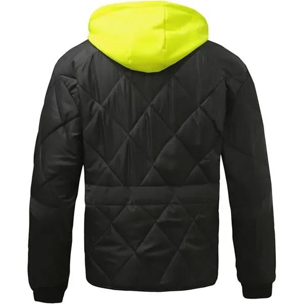 Enhanced visibility diamond quilted jacket with removable hood.... from ASI 58492 GSS Safety LLC