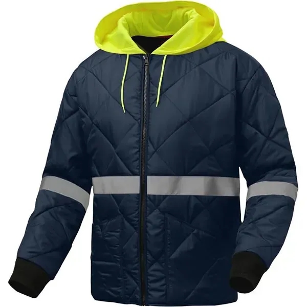 Enhanced visibility diamond quilted jacket with removable hood.... from ASI 58492 GSS Safety LLC