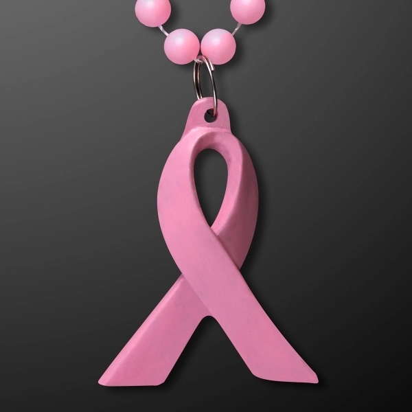 Blank or imprinted. Breast Cancer Awareness Pink Ribbon Beads. Non-Light Up... from ASI 34194 ALightPromos / Alight Promotional Products