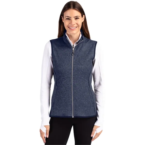 Women's vest with a full-zip, brushed fleece interior, mock collar, princess... from ASI 47965 Cutter & Buck