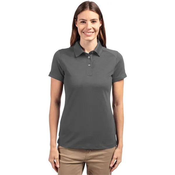 Women's polo with short sleeves, UPF 35+ protection, moisture-wicking performance, rib-knit... from ASI 47965 Cutter & Buck