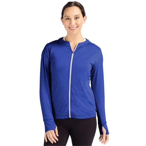 Women's sweatshirt with a full-zip, hood, four-way stretch, UPF 50+ protection,... from ASI 47965 Cutter & Buck