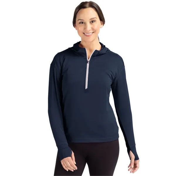 Women's sweatshirt with a half-zip, hood, moisture-wicking performance, UPF 50+ protection,... from ASI 47965 Cutter & Buck