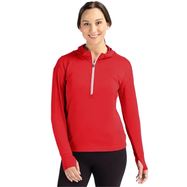 Women's sweatshirt with a half-zip, hood, moisture-wicking performance, UPF 50+ protection,... from ASI 47965 Cutter & Buck