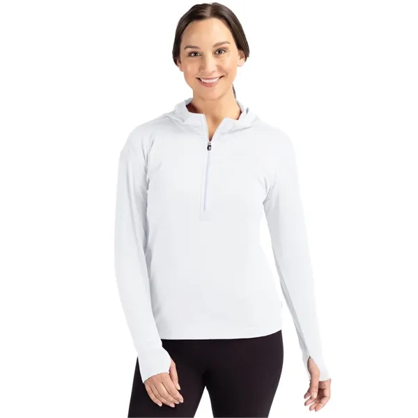 Women's sweatshirt with a half-zip, hood, moisture-wicking performance, UPF 50+ protection,... from ASI 47965 Cutter & Buck