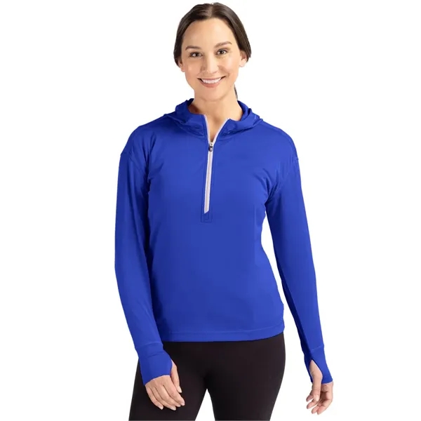 Women's sweatshirt with a half-zip, hood, moisture-wicking performance, UPF 50+ protection,... from ASI 47965 Cutter & Buck