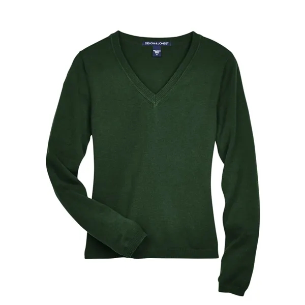 Devon & Jones ladies' V-neck sweater made from 100% airspun cotton.... from ASI 34063 alphabroder