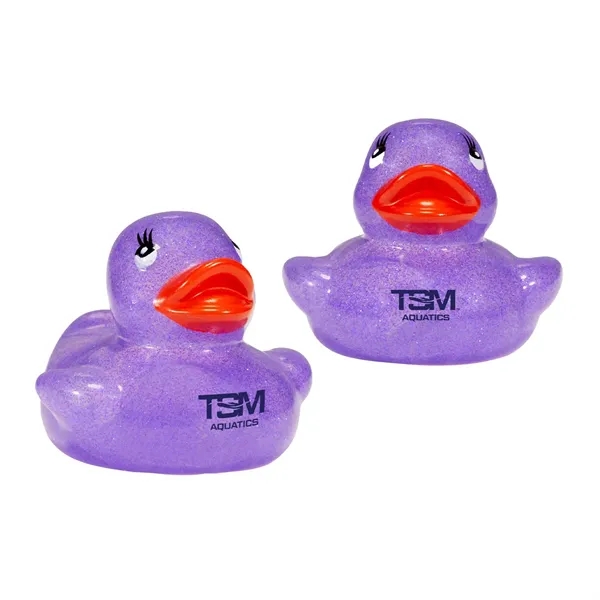 2" rubber duck in assorted pastel glitter colors.... from ASI 63549 Jornik Manufacturing Corp