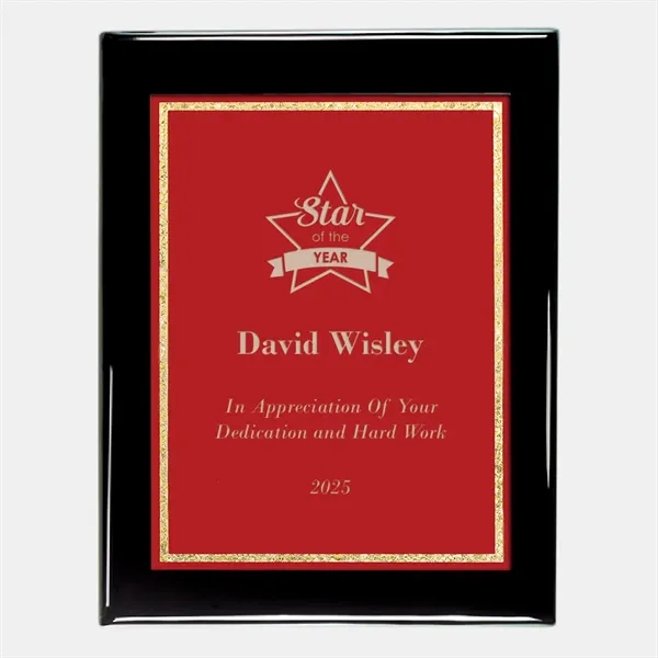 Red Victory Plate on Gloss Blackwood Plaque.... from ASI 47791 Best Deal Awards