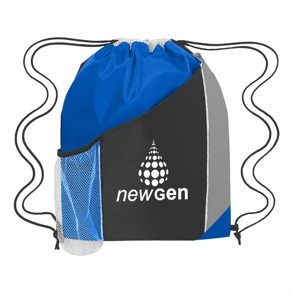 Tri-color drawstring sports pack with large front pocket and side mesh... from ASI 61125 Hit Promotional Products / Hit®