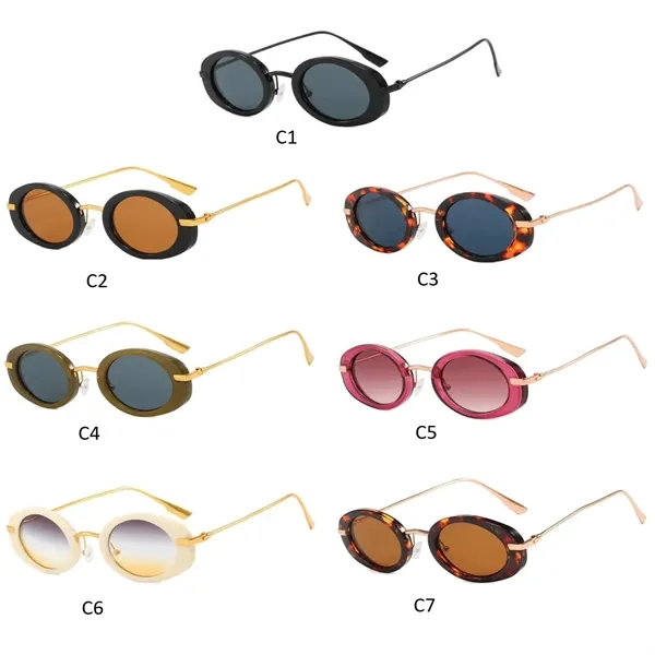 Unisex oval metal temple sunglasses plus laser engraving on 1 location... from ASI 37218 Athena Promo (tm)