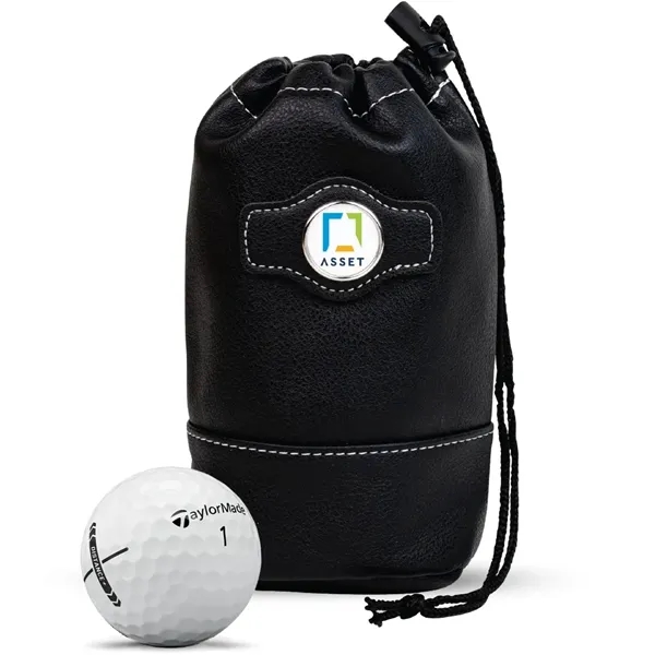Drawstring pouch shag bag with six Taylormade Distance + golf balls.... from ASI 38120 Ball Pro / Diversified Quality Kitchenware