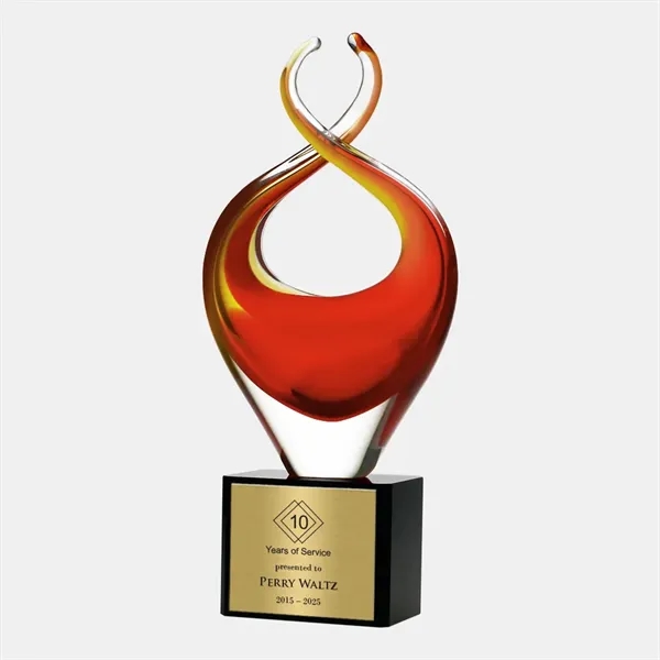 Art Glass Twisted Fire Award With Gold Plate.... from ASI 47791 Best Deal Awards