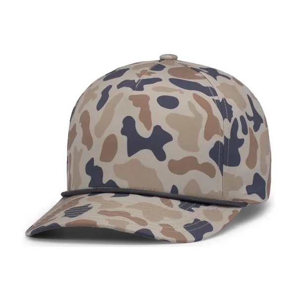 Duck Camo 5-Panel Trucker Cap. Fully sublimated camo, polyester/spandex woven.... from ASI 37461 Augusta Sportswear