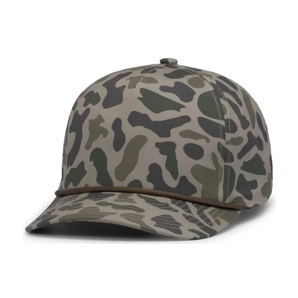Duck Camo 5-Panel Trucker Cap. Fully sublimated camo, polyester/spandex woven.... from ASI 37461 Augusta Sportswear
