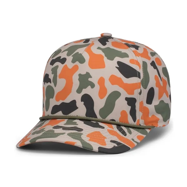 Duck Camo 5-Panel Trucker Cap. Fully sublimated camo, polyester/spandex woven.... from ASI 37461 Augusta Sportswear