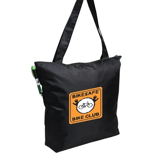 Eco-friendly rPET 210D poly tote bag, lightweight, zip top, pen loop,... from ASI 79384 Preferred Nation Inc
