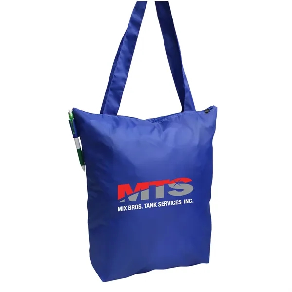 Eco-friendly rPET 210D poly tote bag, lightweight, zip top, pen loop,... from ASI 79384 Preferred Nation Inc