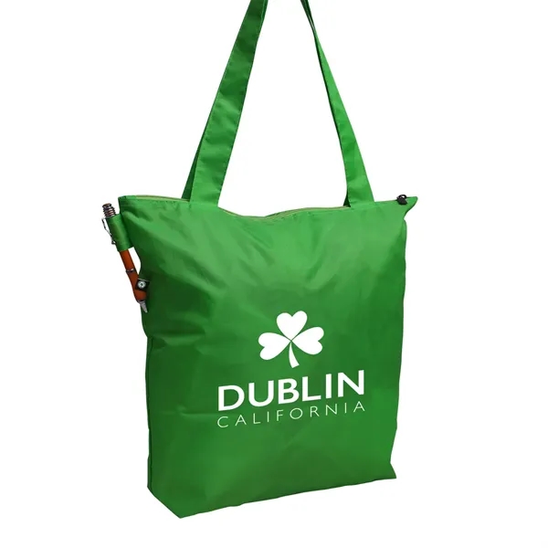 Eco-friendly rPET 210D poly tote bag, lightweight, zip top, pen loop,... from ASI 79384 Preferred Nation Inc