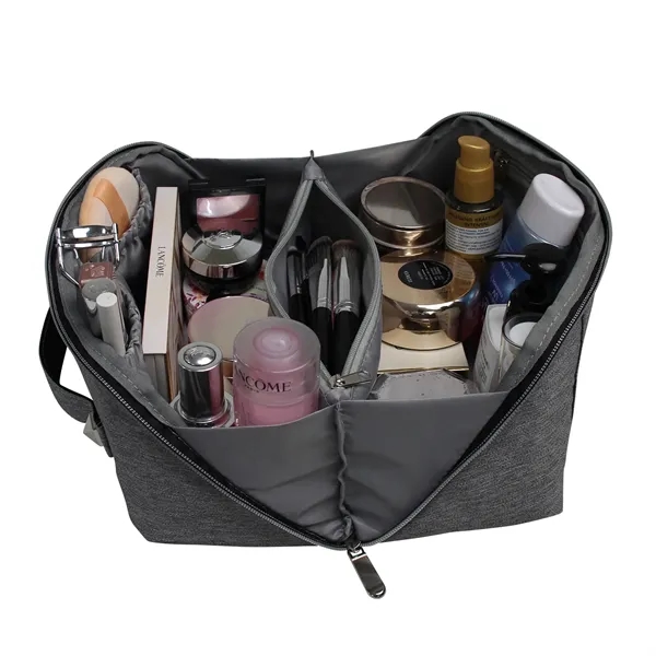 This stylish, eco-friendly travel cosmetic bag opens flat for easy access.... from ASI 79384 Preferred Nation Inc