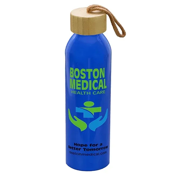Our recycled aluminum water bottle w/ bamboo lid & sturdy carry... from ASI 62660 Innovation Line