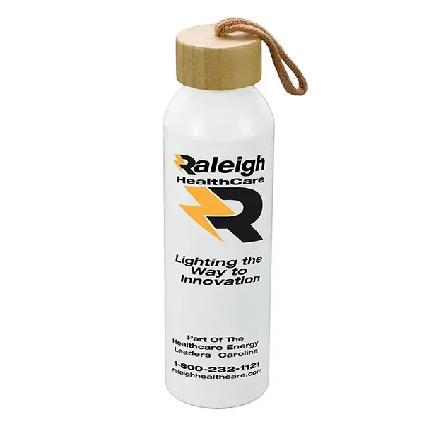 Our recycled aluminum water bottle w/ bamboo lid & sturdy carry... from ASI 62660 Innovation Line