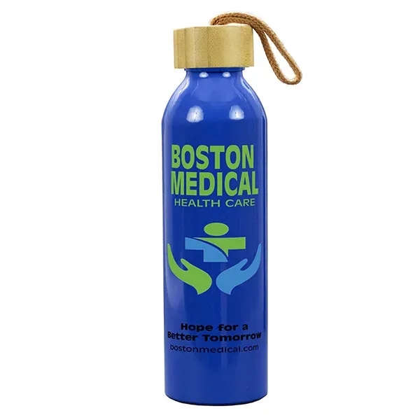Our recycled aluminum water bottle w/ bamboo lid & sturdy carry... from ASI 62660 Innovation Line
