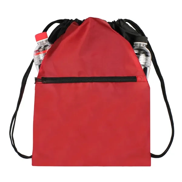 15"W x 18"H drawstring backpack with front zipper pocket and dual... from ASI 37980 Bagworld