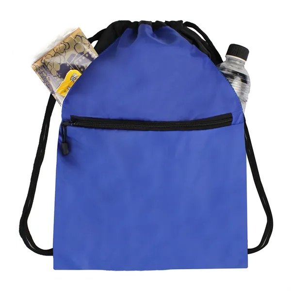 15"W x 18"H drawstring backpack with front zipper pocket and dual... from ASI 37980 Bagworld