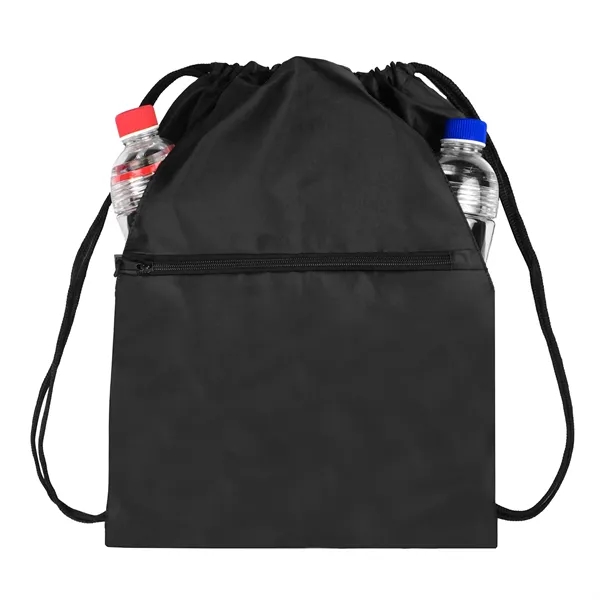 15"W x 18"H drawstring backpack with front zipper pocket and dual... from ASI 37980 Bagworld