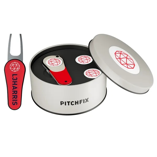 Golf gift set with divot repair too and two ball markers... from ASI 52263 EMT