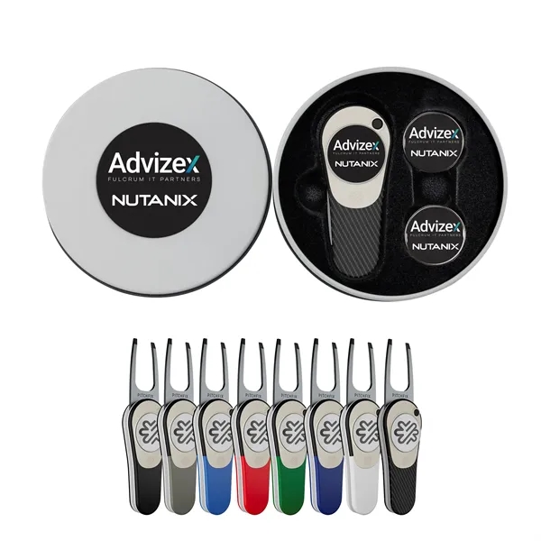 Golf gift set with divot tool and ball markers in gray... from ASI 52263 EMT