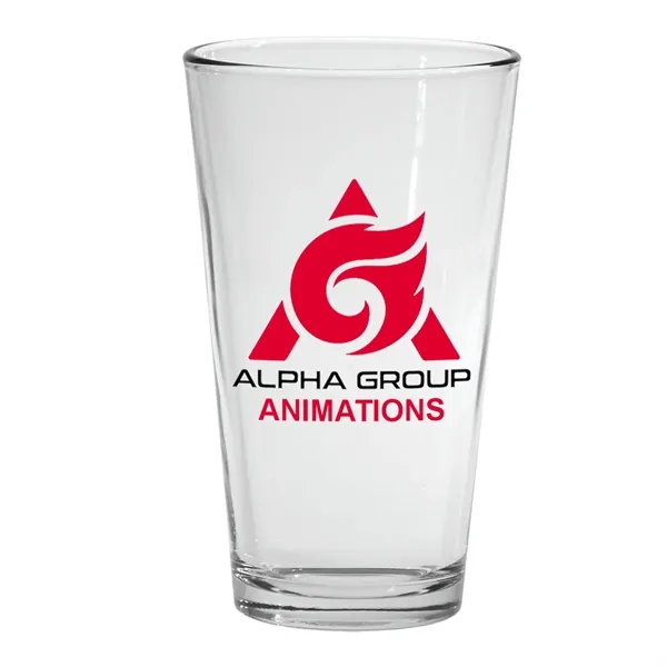 16 ounce pint glass with sidewall and bottom sham imprint options.... from ASI 71920 Moderne Glass Company Inc / Glass America®