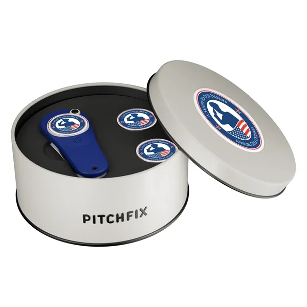 Golf divot repair tool with ball marker in gray gift tin.... from ASI 52263 EMT