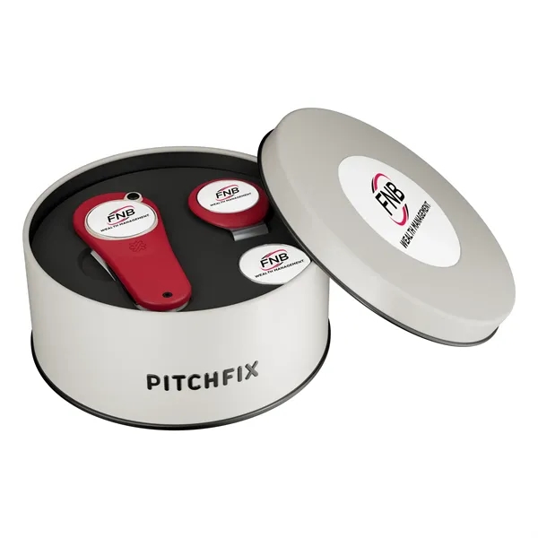 Golf divot tool and hat clip in gray gift tin.... from ASI 52263 EMT