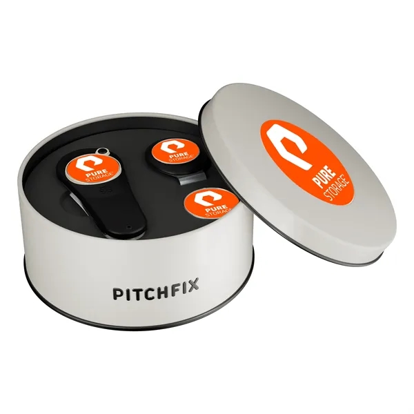 Golf divot tool and hat clip in gray gift tin.... from ASI 52263 EMT