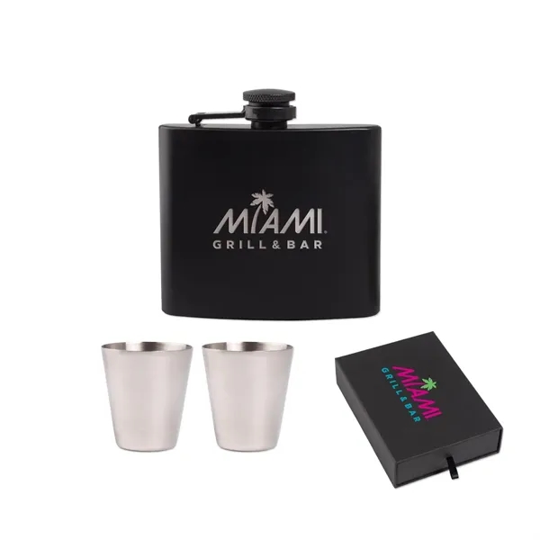 Stainless steel flask gift set with a gift box, 5-ounce flask,... from ASI 98360 WOWLine