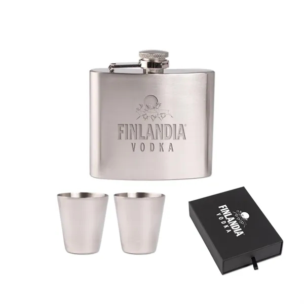 Stainless steel flask gift set with a gift box, 5-ounce flask,... from ASI 98360 WOWLine