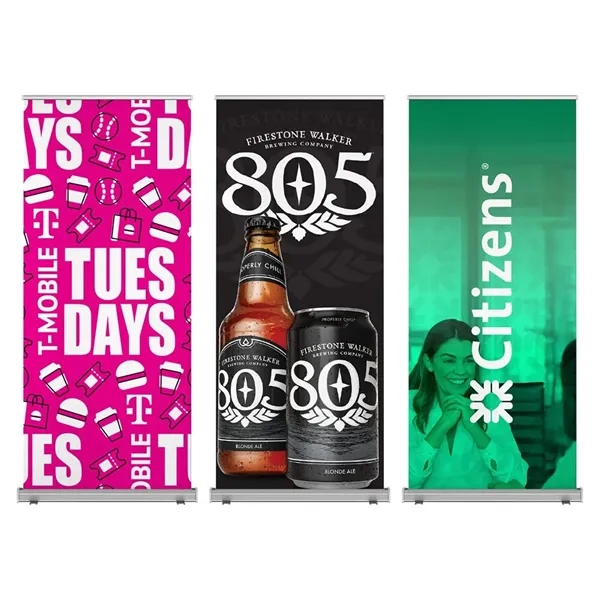 Retractable vinyl banner with adjustable telescopic pole.... from ASI 88060 Snugz/USA Inc