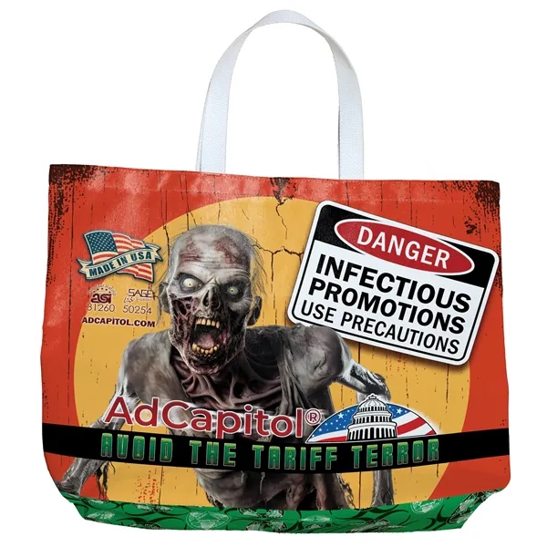 Sublimated tote bag measuring 19 inches wide by 16 inches tall... from ASI 31260 AdCapitol
