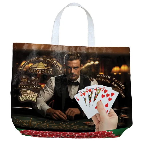 Sublimated tote bag measuring 19 inches wide by 16 inches tall... from ASI 31260 AdCapitol