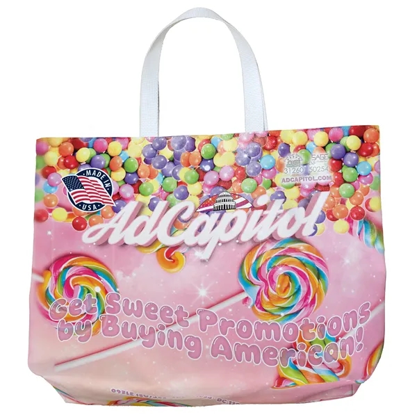 Sublimated tote bag measuring 19 inches wide by 16 inches tall... from ASI 31260 AdCapitol