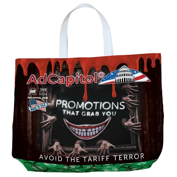 Sublimated tote bag measuring 19 inches wide by 16 inches tall... from ASI 31260 AdCapitol