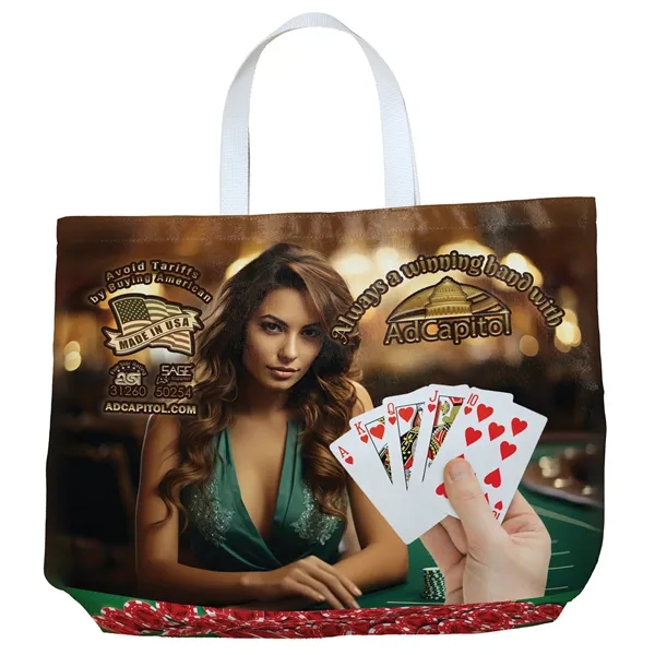 Sublimated tote bag measuring 19 inches wide by 16 inches tall... from ASI 31260 AdCapitol