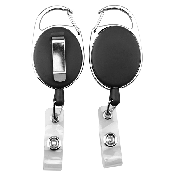 Oval shape retractable badge holder with clip... from ASI 74585 Nu Promo International / Nu Promo Line