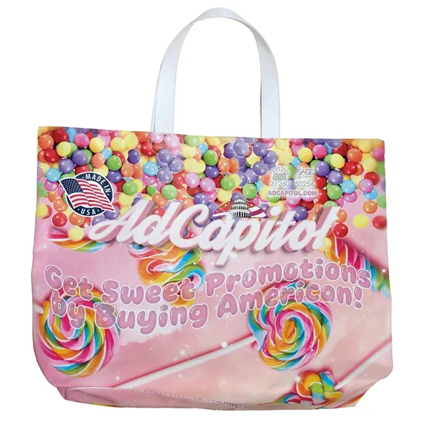 Sublimated tote bag measuring 19 inches wide by 16 inches tall... from ASI 31260 AdCapitol