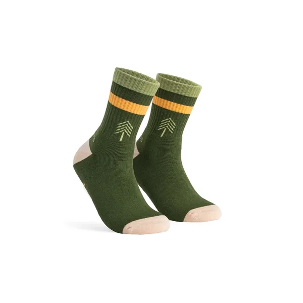 One Pair of One-Size-Fits-All Ribbed Midi Crew Socks with Woven-In, Jacquard... from ASI 45657 Pop! Promos